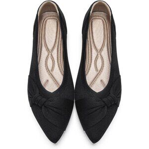 Women Black Pointed Toe Ballet Comfortable Dressy Knit Lightweight Casual Flats